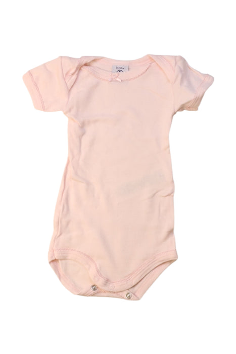 A Pink Short Sleeve Bodysuits from Petit Bateau in size 0-3M for girl. (Front View)
