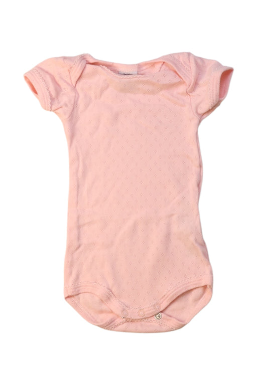 A Pink Short Sleeve Bodysuits from Petit Bateau in size 0-3M for girl. (Front View)