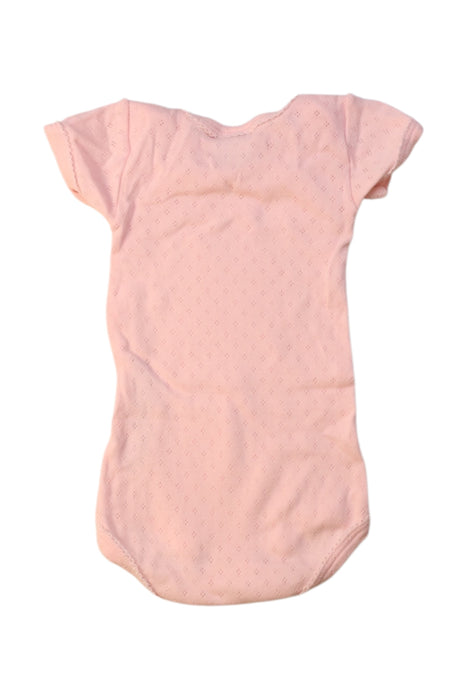 A Pink Short Sleeve Bodysuits from Petit Bateau in size 0-3M for girl. (Back View)