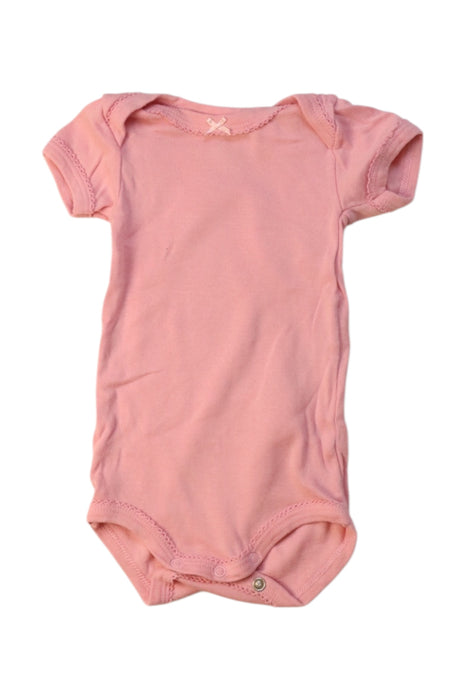 A Pink Short Sleeve Bodysuits from Petit Bateau in size 0-3M for girl. (Front View)