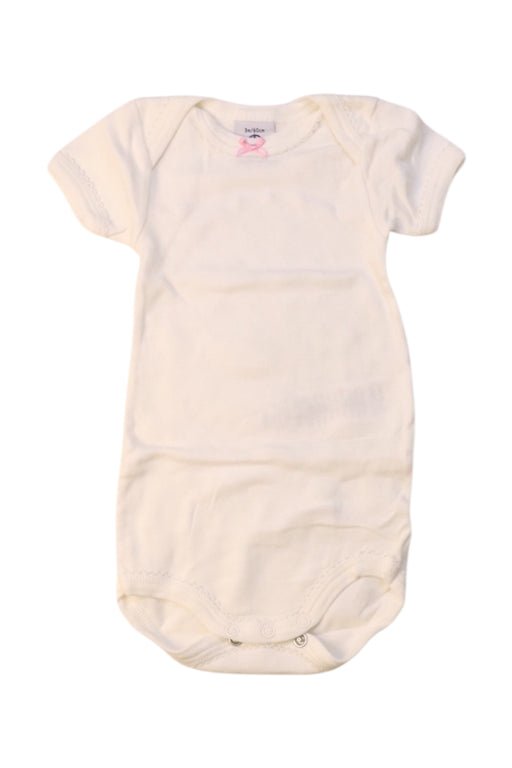 A White Short Sleeve Bodysuits from Petit Bateau in size 0-3M for girl. (Front View)