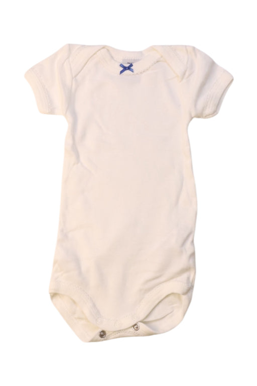 A White Short Sleeve Bodysuits from Petit Bateau in size 0-3M for girl. (Front View)