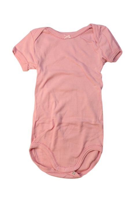 A Pink Short Sleeve Bodysuits from Petit Bateau in size 12-18M for girl. (Front View)