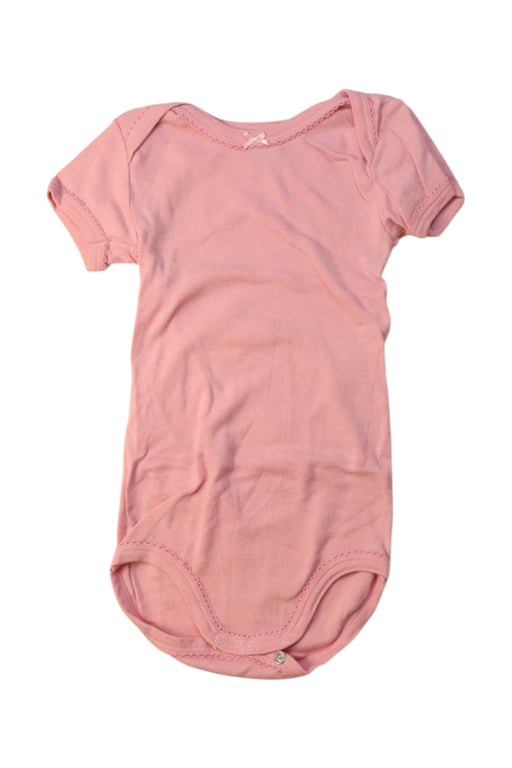 A Pink Short Sleeve Bodysuits from Petit Bateau in size 12-18M for girl. (Front View)