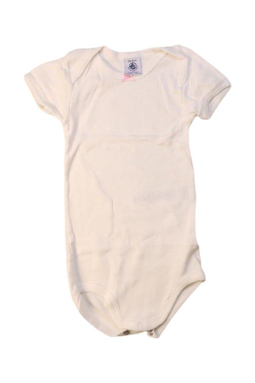 A Ivory Short Sleeve Bodysuits from Petit Bateau in size 12-18M for girl. (Front View)