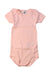 A Peach Short Sleeve Bodysuits from Petit Bateau in size 12-18M for girl. (Front View)