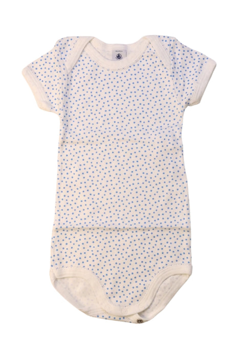 A White Short Sleeve Bodysuits from Petit Bateau in size 12-18M for girl. (Front View)