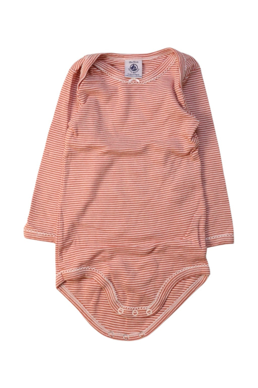 A Orange Long Sleeve Bodysuits from Petit Bateau in size 12-18M for girl. (Front View)