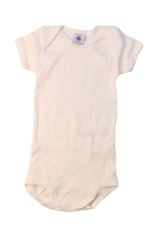 A White Short Sleeve Bodysuits from Petit Bateau in size 6-12M for girl. (Front View)