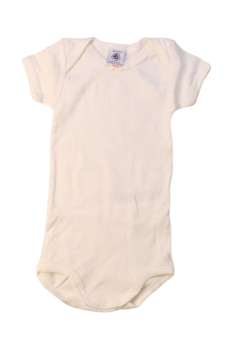 A White Short Sleeve Bodysuits from Petit Bateau in size 6-12M for girl. (Front View)