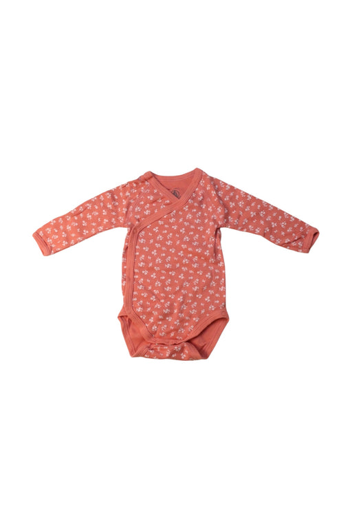 A Pink Long Sleeve Bodysuits from Petit Bateau in size 0-3M for girl. (Front View)
