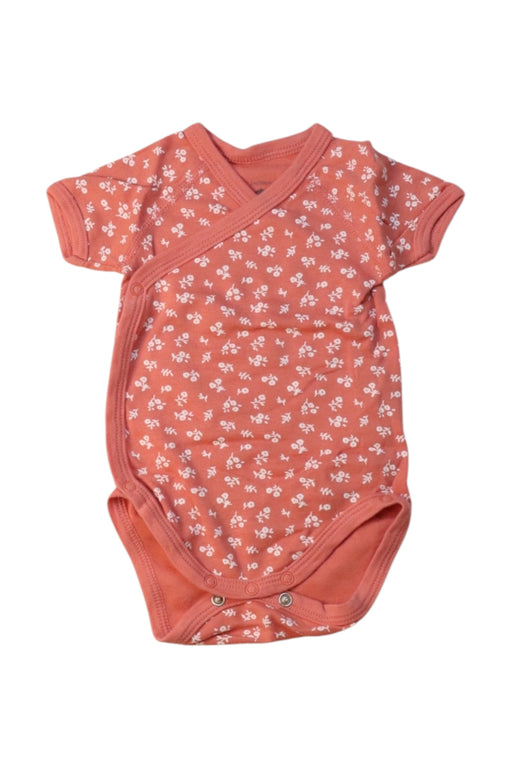 A Peach Short Sleeve Bodysuits from Petit Bateau in size 0-3M for girl. (Front View)