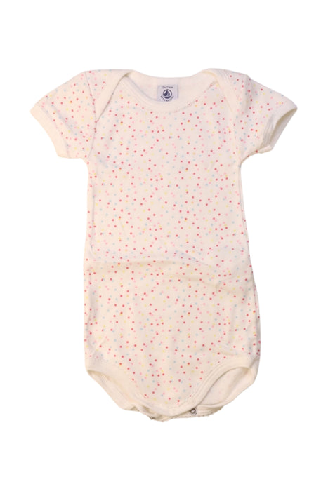 A White Short Sleeve Bodysuits from Petit Bateau in size 6-12M for girl. (Front View)