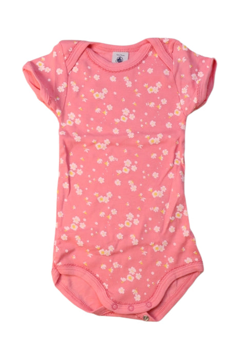 A Pink Short Sleeve Bodysuits from Petit Bateau in size 6-12M for girl. (Front View)