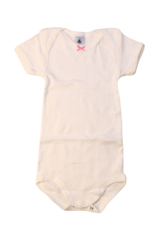 A White Short Sleeve Bodysuits from Petit Bateau in size 6-12M for girl. (Front View)