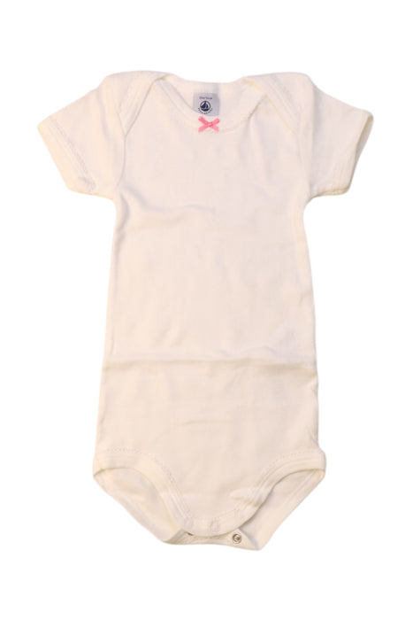 A White Short Sleeve Bodysuits from Petit Bateau in size 6-12M for girl. (Front View)