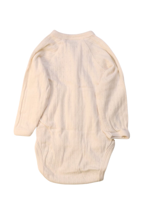 A Ivory Long Sleeve Bodysuits from Nature Baby in size 0-3M for girl. (Back View)