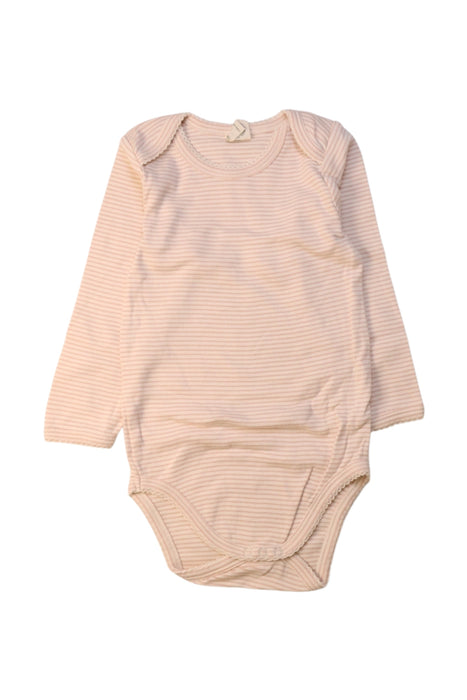 A Peach Long Sleeve Bodysuits from Nature Baby in size 6-12M for girl. (Front View)