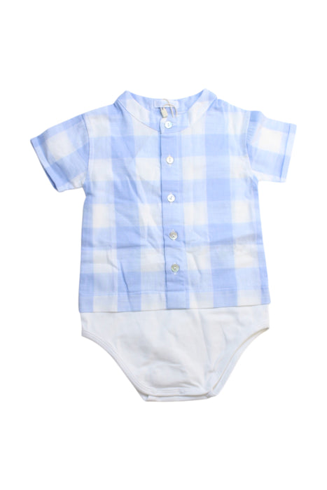 A Blue Short Sleeve Bodysuits from Laranjinha in size 6-12M for boy. (Front View)
