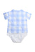 A Blue Short Sleeve Bodysuits from Laranjinha in size 6-12M for boy. (Back View)