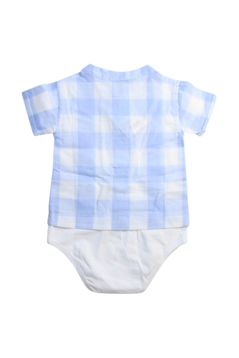 A Blue Short Sleeve Bodysuits from Laranjinha in size 6-12M for boy. (Back View)