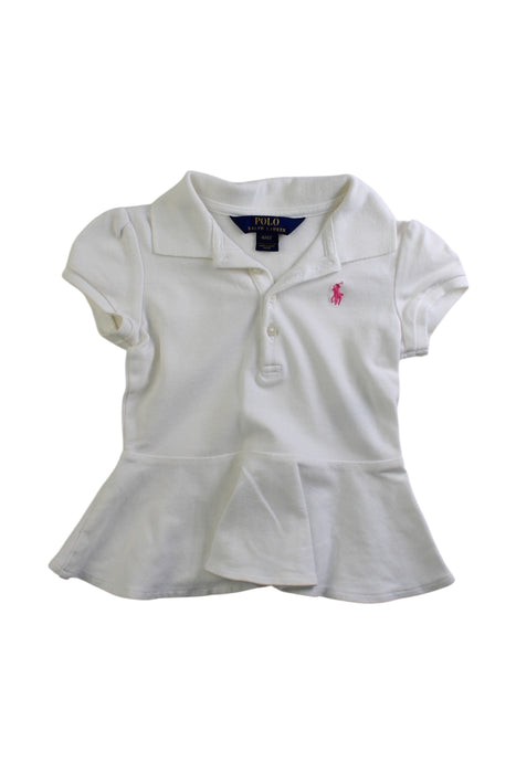 A White Short Sleeve Polos from Polo Ralph Lauren in size 4T for girl. (Front View)