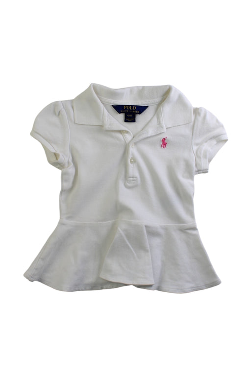 A White Short Sleeve Polos from Polo Ralph Lauren in size 4T for girl. (Front View)