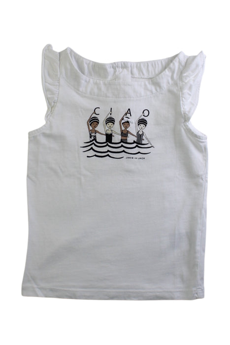 A White Sleeveless Tops from Janie & Jack in size 4T for girl. (Front View)