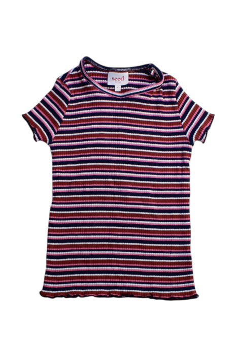 A Multicolour Short Sleeve Tops from Seed in size 4T for girl. (Front View)