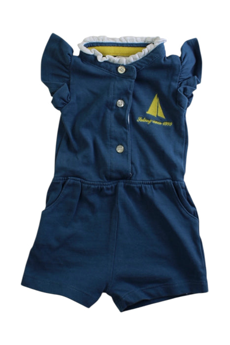 A Blue Short Sleeve Rompers from Gocco in size 6-12M for girl. (Front View)