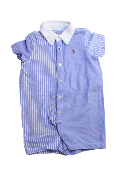 A Blue Short Sleeve Rompers from Ralph Lauren in size 3-6M for boy. (Front View)