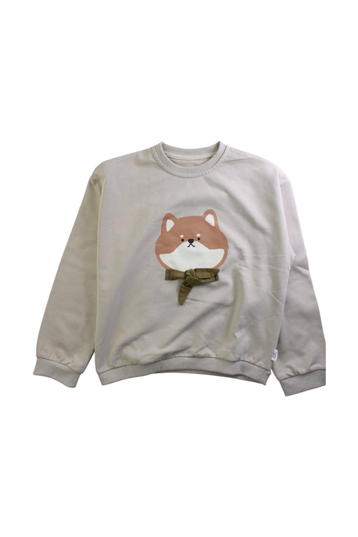 A Beige Crewneck Sweatshirts from Mimi Mono in size 7Y for girl. (Front View)
