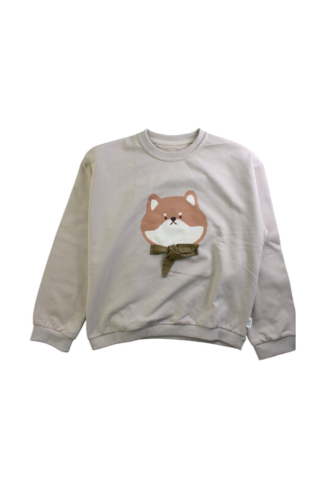 A Beige Crewneck Sweatshirts from Mimi Mono in size 7Y for girl. (Front View)