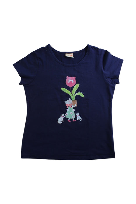 A Navy Short Sleeve T Shirts from Momonittu in size 10Y for girl. (Front View)