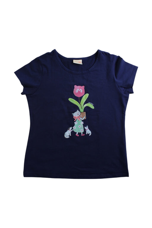 A Navy Short Sleeve T Shirts from Momonittu in size 10Y for girl. (Front View)