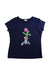 A Navy Short Sleeve T Shirts from Momonittu in size 10Y for girl. (Front View)