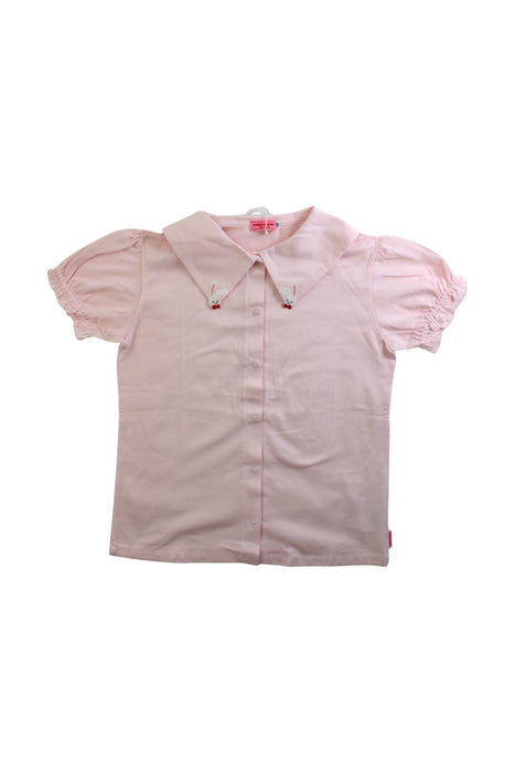 A Pink Short Sleeve Shirts from Miki House in size 7Y for girl. (Front View)