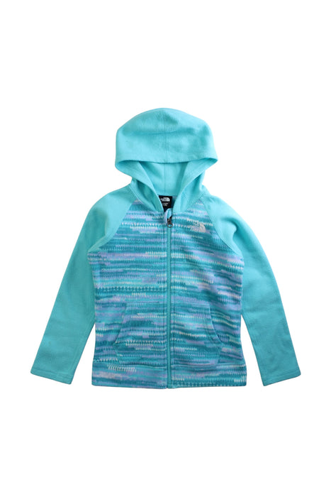 A Blue Zippered Sweatshirts from The North Face in size 5T for girl. (Front View)