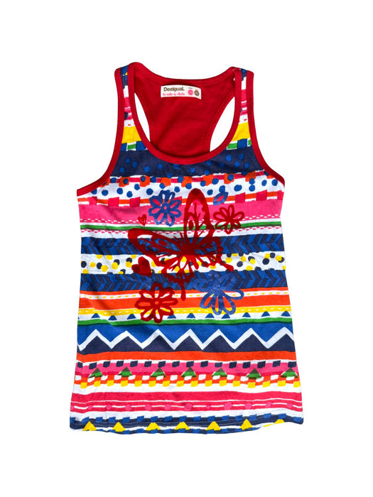 A Red Sleeveless Shirts from Desigual in size 9Y for girl. (Front View)