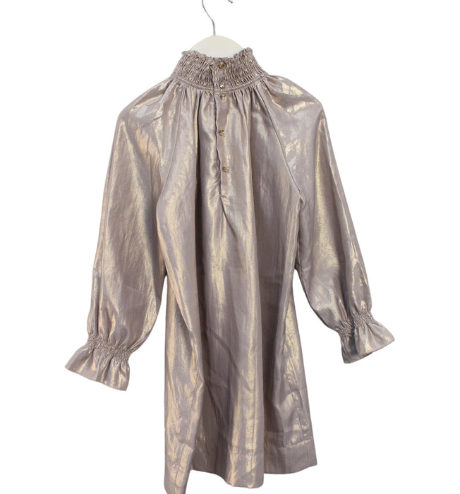 A Gold Long Sleeve Dresses from Bonpoint in size 6T for girl. (Back View)