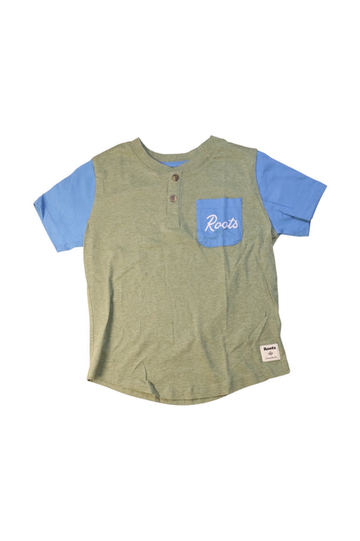 A Green Short Sleeve T Shirts from Roots in size 5T for boy. (Front View)