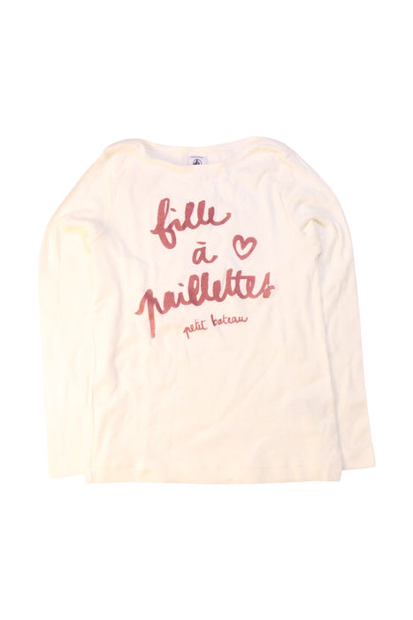 A White Long Sleeve Tops from Petit Bateau in size 6T for girl. (Front View)