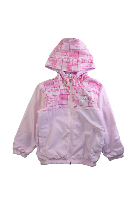 A Pink Lightweight Jackets from Adidas in size 6T for girl. (Front View)