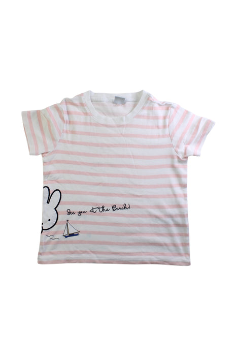 A Pink Short Sleeve T Shirts from Petit Bateau in size 2T for girl. (Front View)