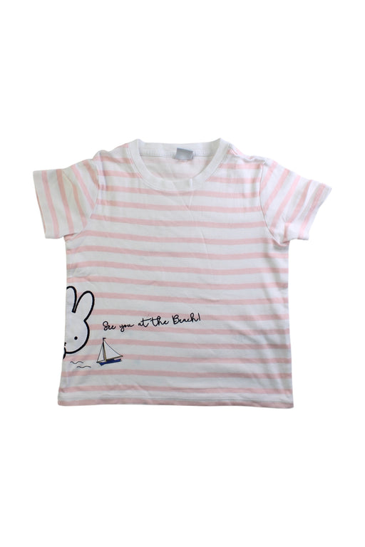 A Pink Short Sleeve T Shirts from Petit Bateau in size 2T for girl. (Front View)