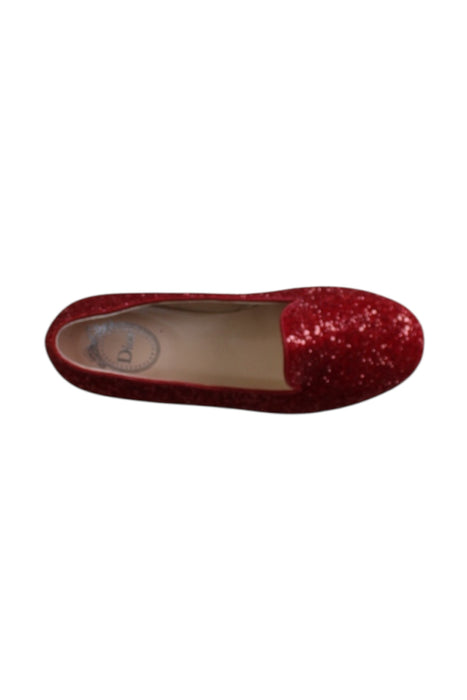 A Red Flats from Dior in size 7Y for girl. (Front View)