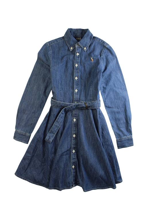 A Blue Long Sleeve Dresses from Polo Ralph Lauren in size 10Y for girl. (Front View)
