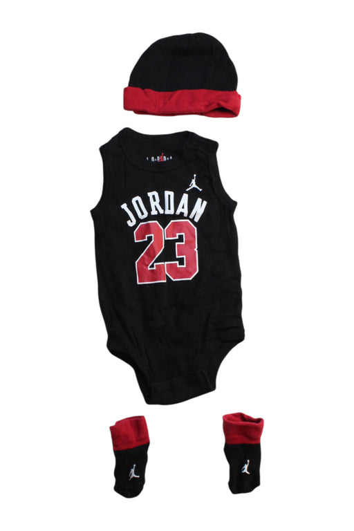 A Black Sleeveless Bodysuits from Air Jordan in size 6-12M for boy. (Front View)