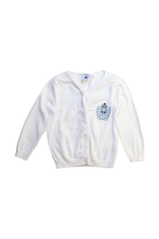 A White Cardigans from Petit Bateau in size 3T for girl. (Front View)