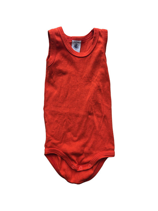 A Orange Sleeveless Bodysuits from Petit Bateau in size 0-3M for neutral. (Front View)
